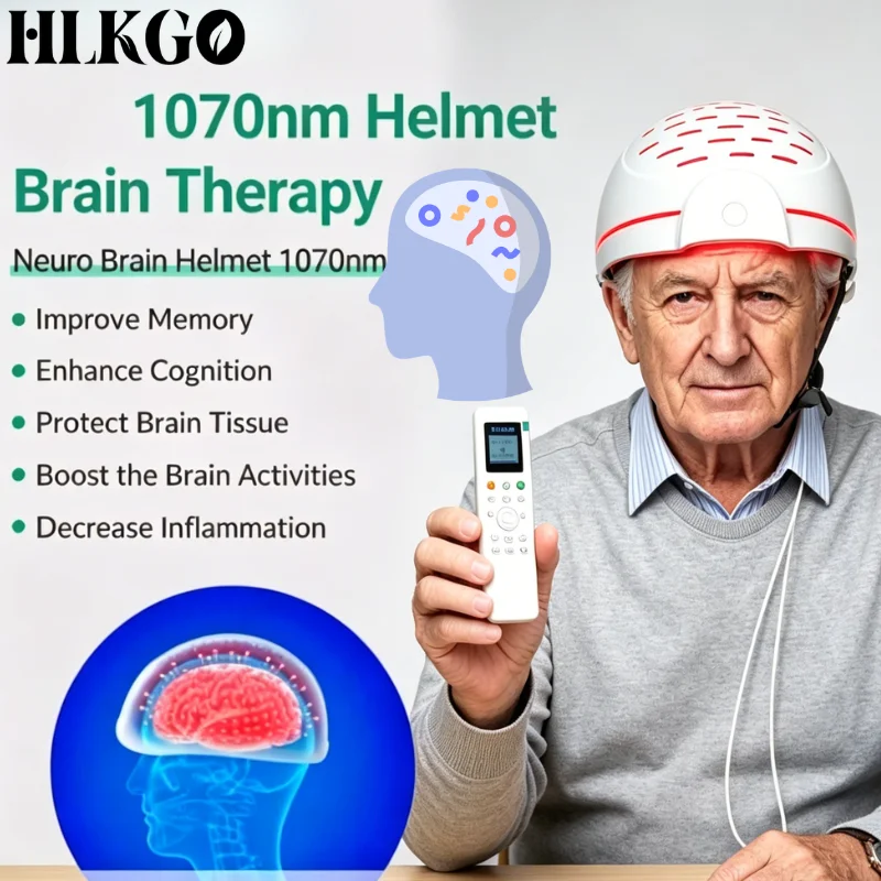 PBM Light Therapy Helmet 1070nm for Dementia Memory Loss Parkinson Disease Migraine Headache Brain Health Home Treatment