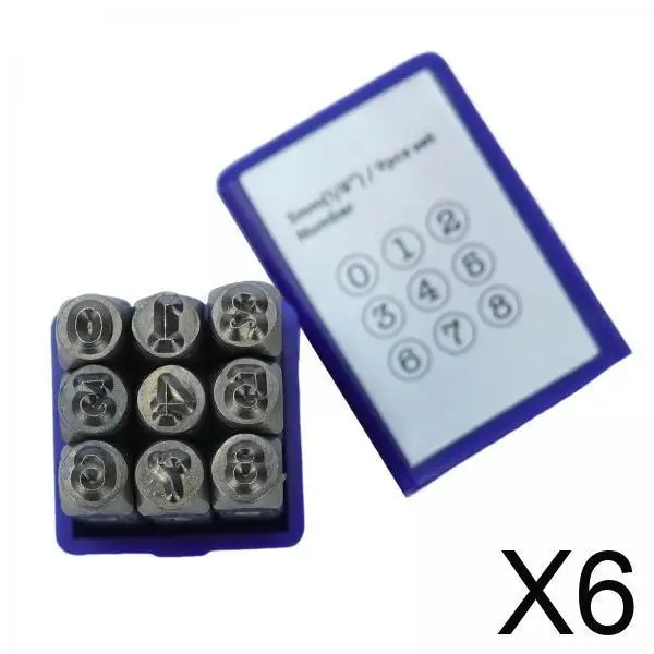 

Набор из 6 металлических штампов для перманентной гравировки по коже и нержавеющей стали, 9 цифр