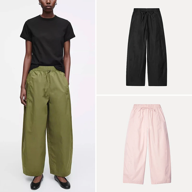 

Женские повседневные брюки с эластичным поясом и шнурком, прямого кроя, на все сезоны, новинка лета 2025, женские брюки Z