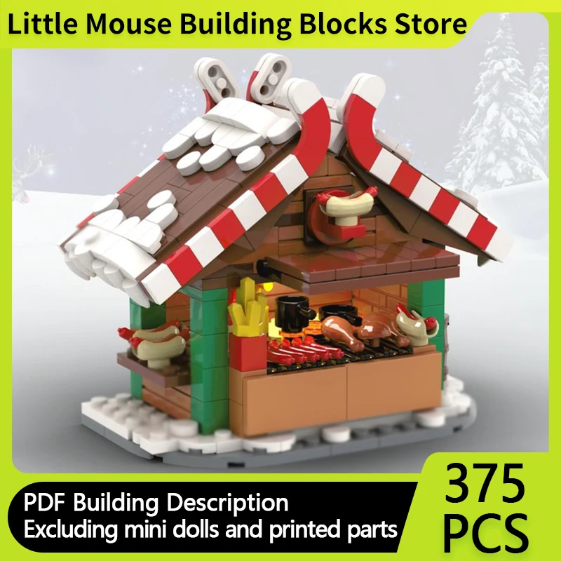 シティストリートビューモデル-moc-ビルディングレンガクリスマスグリルスタンドモジュラー技術ギフトホリデー組み立てる子供のおもちゃスーツ