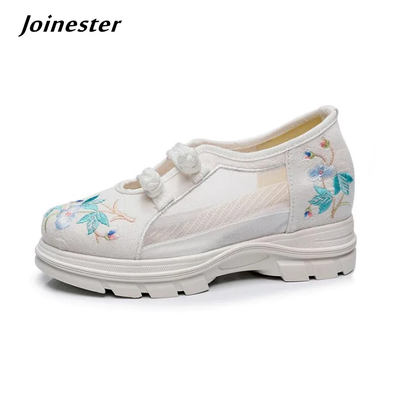 

Women Summer Air Mesh Embroidered Sneakers Ladies Outdoor Dress Loafers Ethnic Vintage Casual Autumn Shoes Female Espadrilles