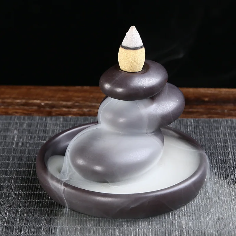 Backflow incense burner stone rockery, antique ceramic incense burner incense ware, new home indoor return incense burner view 3
