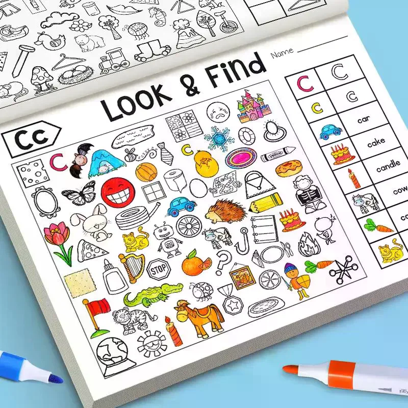 Juego de juguetes estimulantes cerebrales para niños: libro de rompecabezas Look & Find con actividades de colores y formas