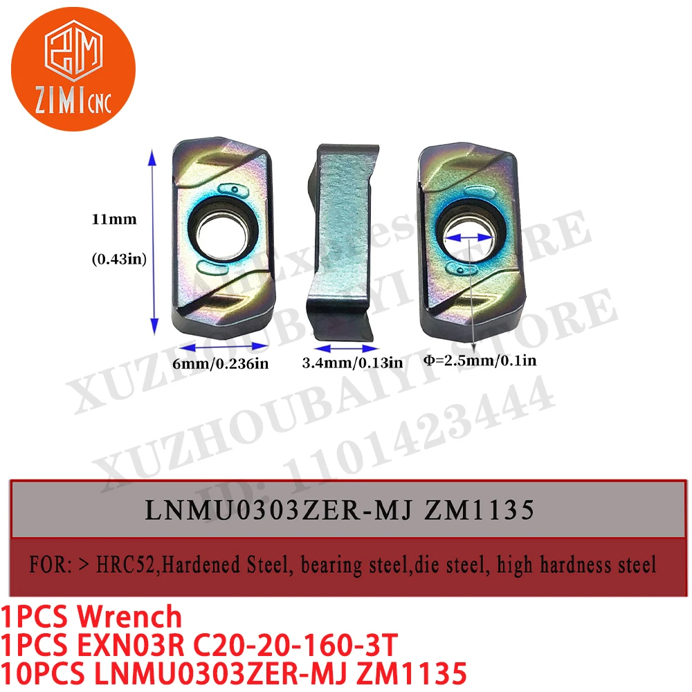 1 قطعة EXN03R C20-20-160-3T قطع نهاية مطحنة شانك + 10 قطعة LNMU0303ZER-MJ ZM1135 مؤشر إدراج الطحن مخرطة معدنية أداة القطع باستخدام الحاسب الآلي