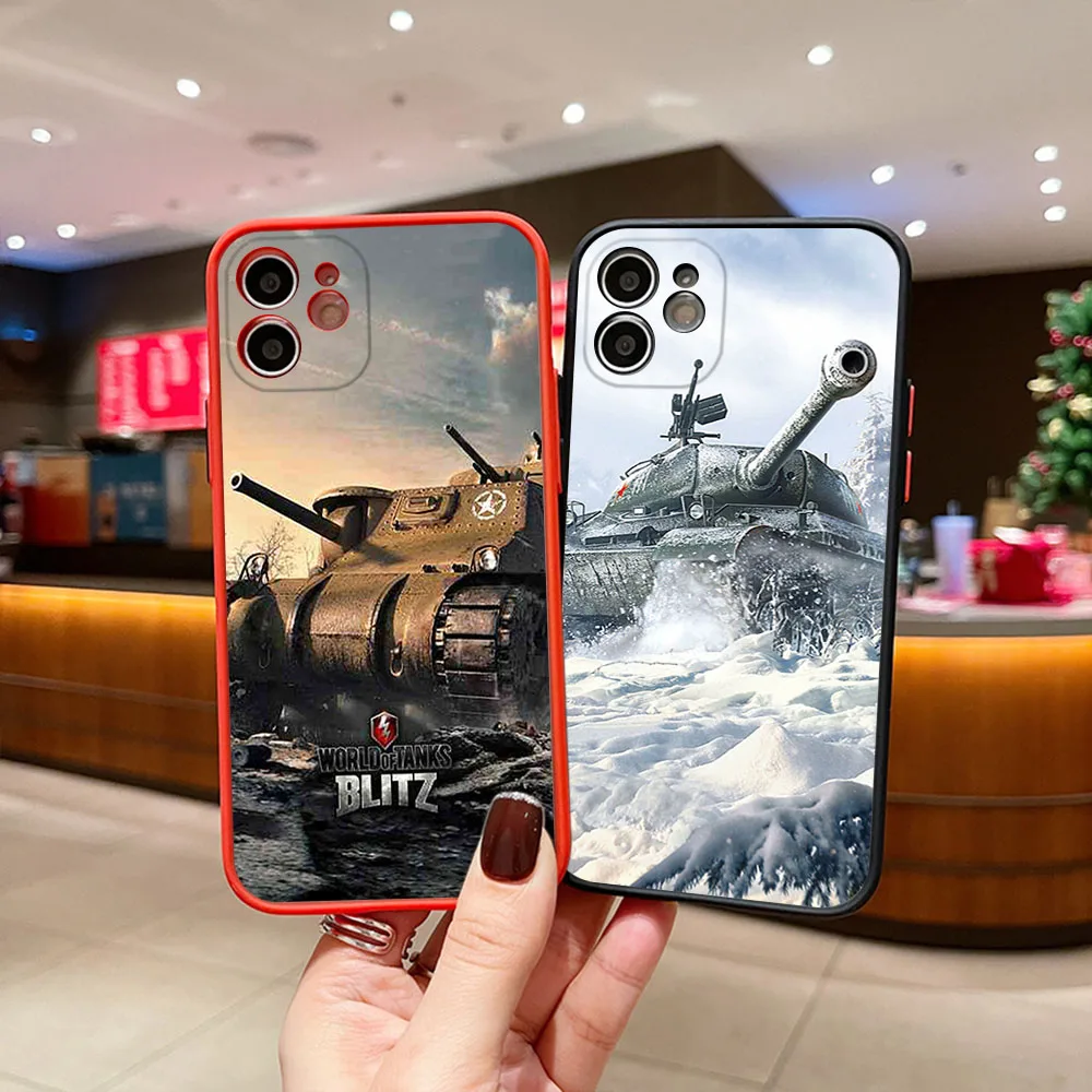 Phone Case For iphone 16Pro 7 8 Plus 15 14 13Mini 12 11 16 Pro Max SE XR World Of Tanks Warships Matte Frosted Translucent Cover