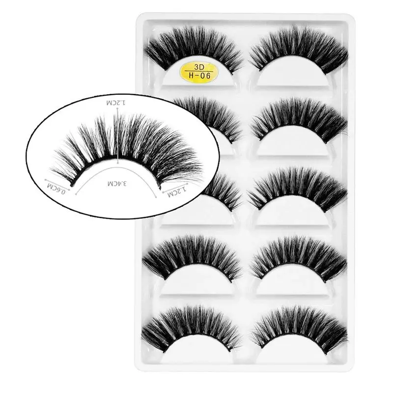 5 pairs/Tray Natural flexible handmad Soft fluffy cotton band easy to use  Full strip Lashes for Eye beauty