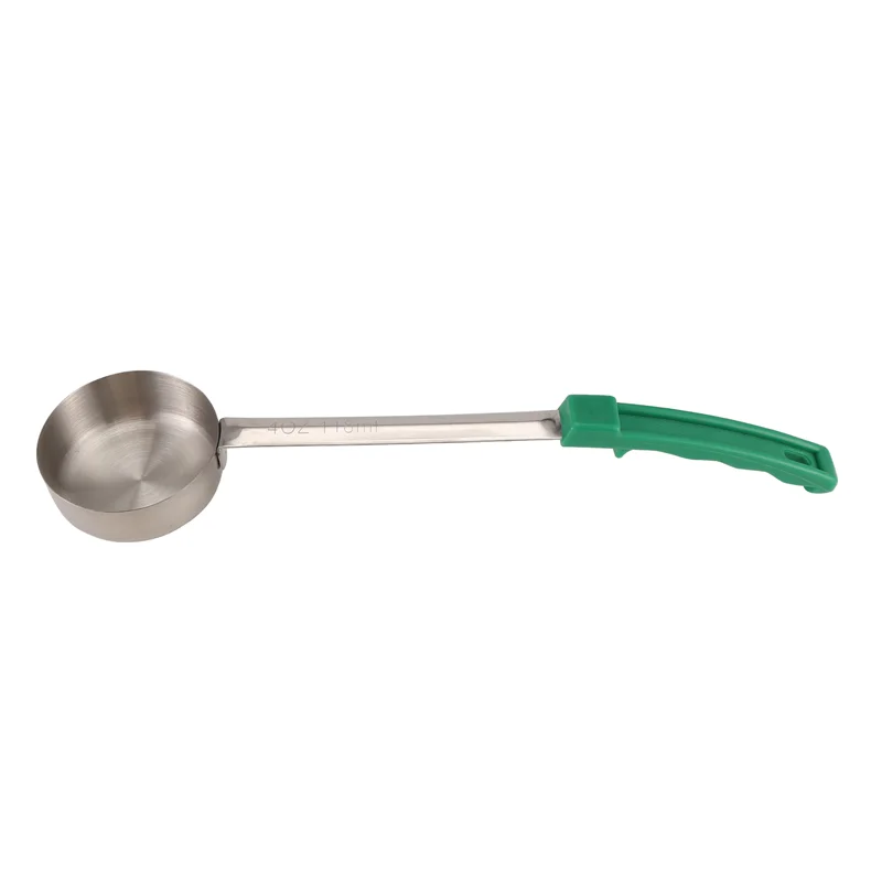 H-W Saucenkelle mit Pizza-Spread, Gummigriff, flacher Boden, Küchen-Kochlöffel, Edelstahl, zum Messen, Rühren, Suppenlöffel