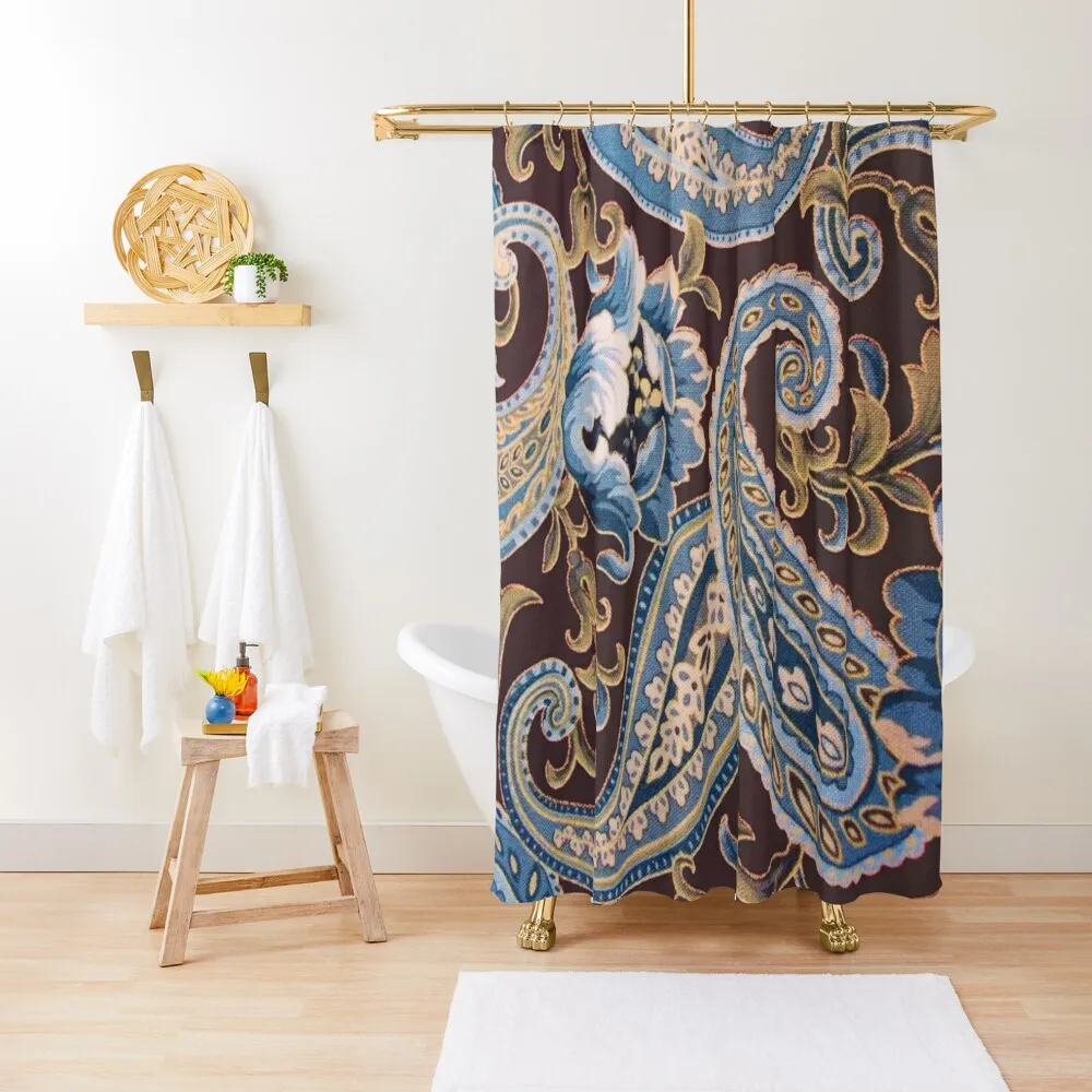 

Blue Brown Vintage Paisley Shower Curtain For The Bathroom Bathroom Decor Cute Shower Cover Curtain