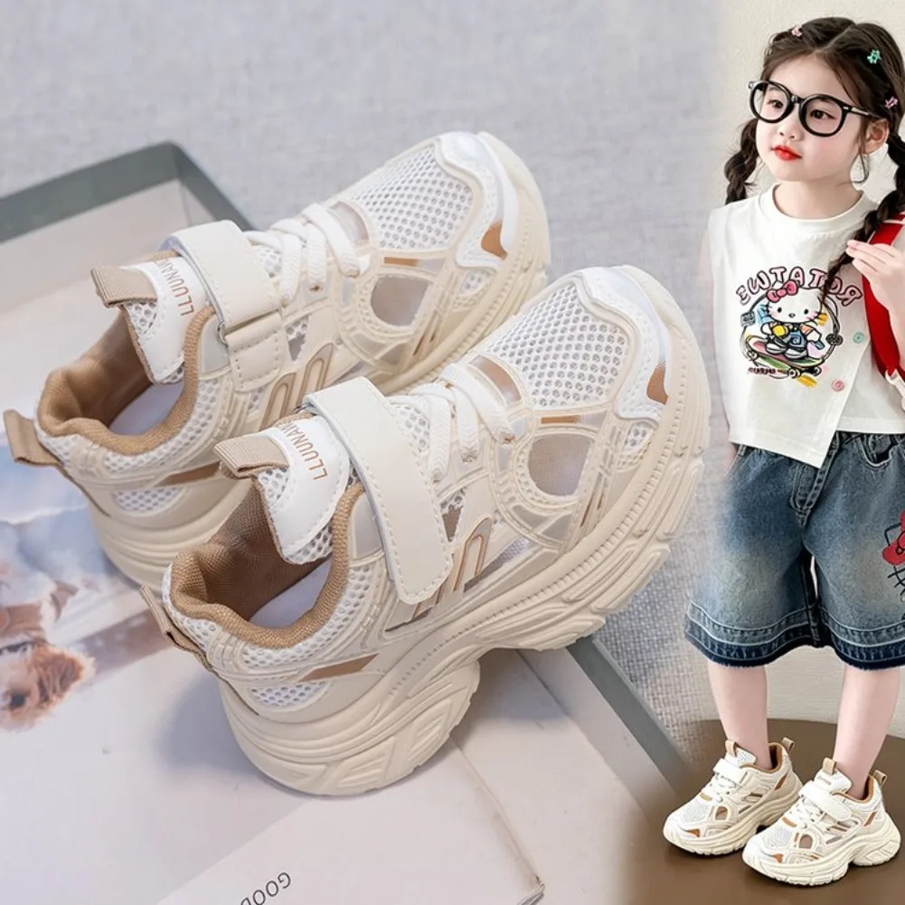 2026 New Children Mesh Breathable Sneakers Kids Casual Running Shoes with Thick Soles Girls Fashion Versatile Sports Shoes