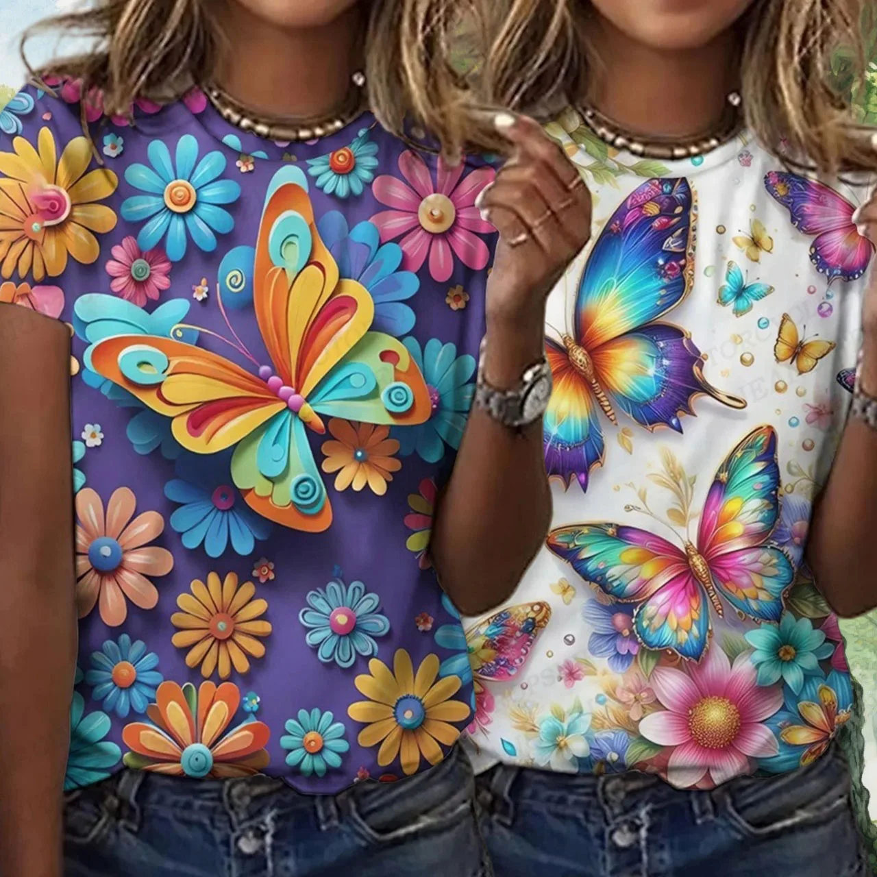 

Женская уличная модная повседневная футболка больших размеров с круглым вырезом и короткими рукавами, быстро дышащий удобный домашний топ с 3D принтом бабочки