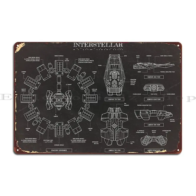 Interstellar Blackboard Metal Plaque Character Vintage Funny Rusty Party Club Tin Sign Poster