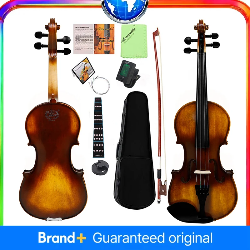 

Акустическая скрипка размером 3/4 4/4, скрипка для начинающих в стиле ретро с футляром, струны для смычка и аксессуары для тюнера