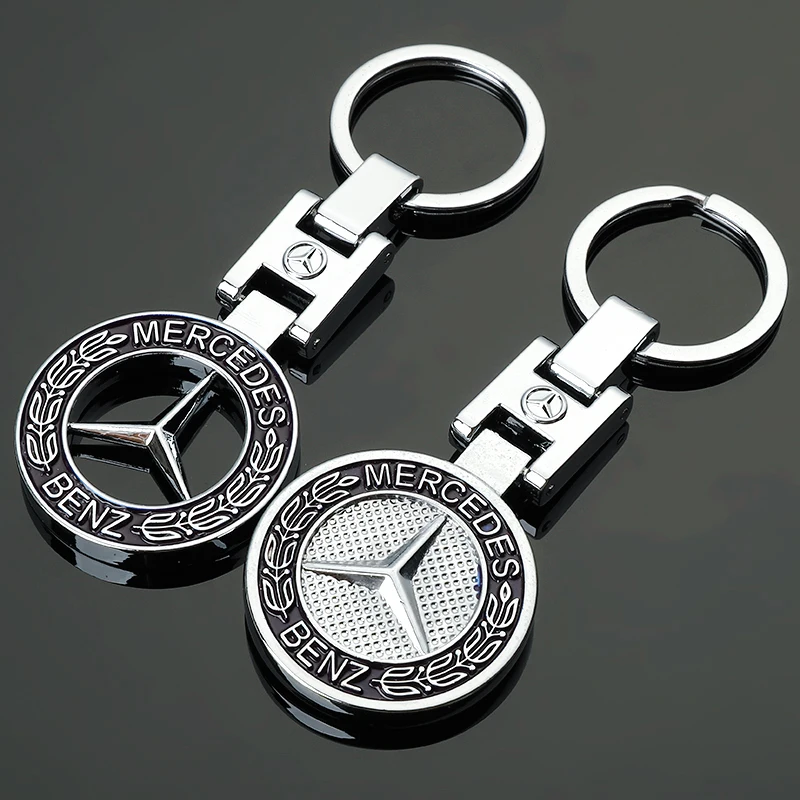 1Pcs 3D Metal Car Keychain Car Emblem Key Rings Accessories For Mercedes Benz AMG Smart W205 C300 W203 W206 W108 W124 W126 W140