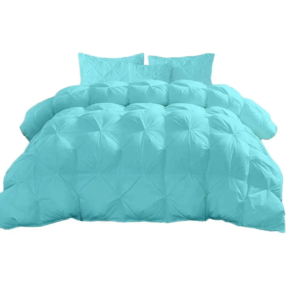 

1000-Thread Count Pinch Pleat Hypoallergenic Down Alternative Comforter Set with Pillow Covers, 700 GSM, Egyptian Cotton, King S