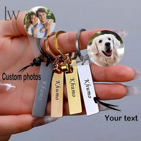 Customized Photo Projection Keychain, Laser Engraved Text Stainless Steel Keychain With Personalized Photo And Letter Gifts