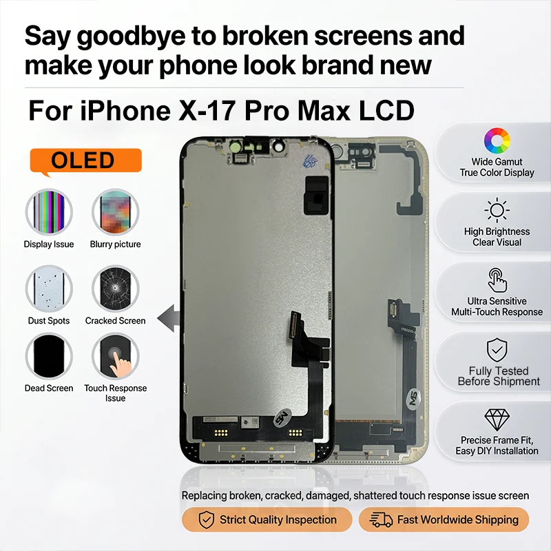 OLED para iPhone X XR XS Max con 3D Touch, para iPhone 11 12 13 Pro Max 14 Plus, ensamblaje LCD, reemplazo para 15 16 17 Pro Max 4