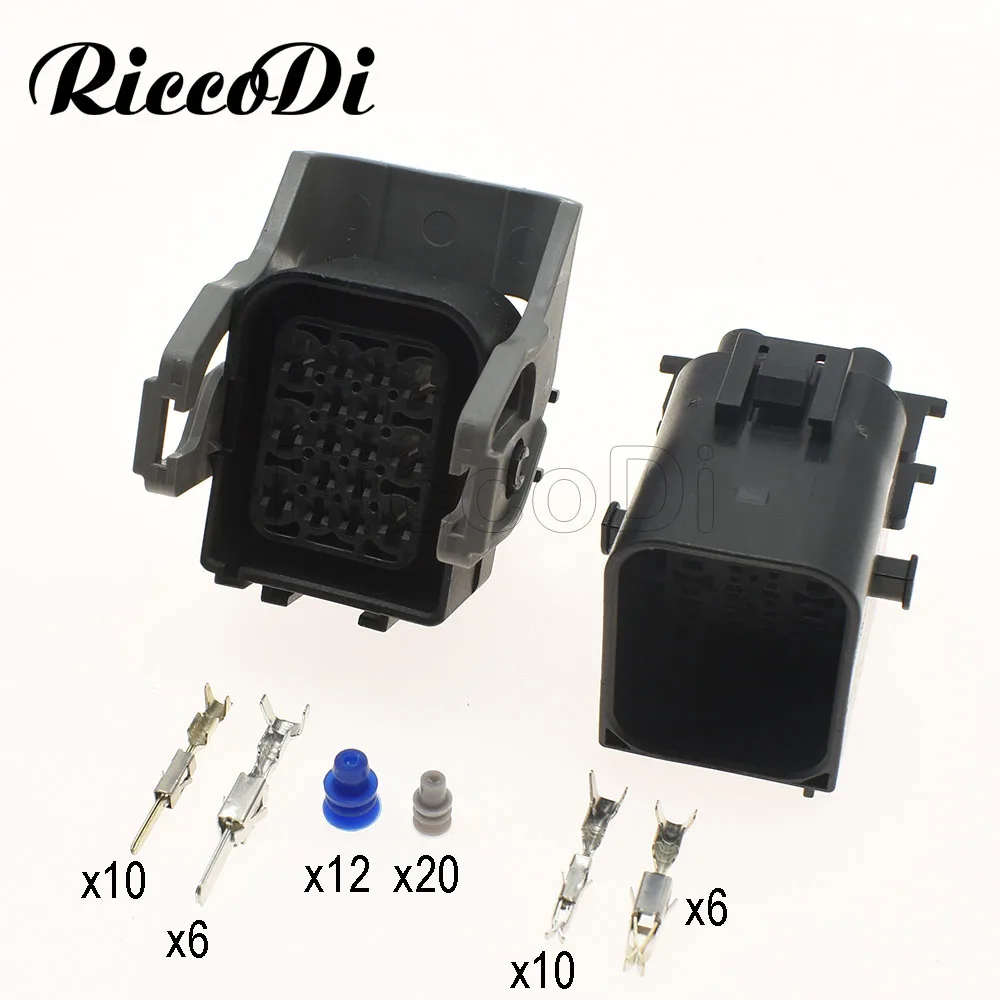 1-10 Sets 16 Pin Automobile Black Wiring Connector Waterproof Male Female Plug Socket 1743350-2 1743354-2 Pisay