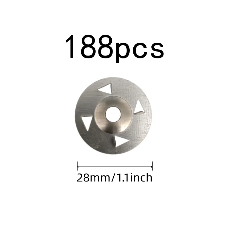 188 pcs 28mm Claw-Type Washers with Pre-Drilled Center Hole, ideal for Gypsum Board Fixing and Wall Construction