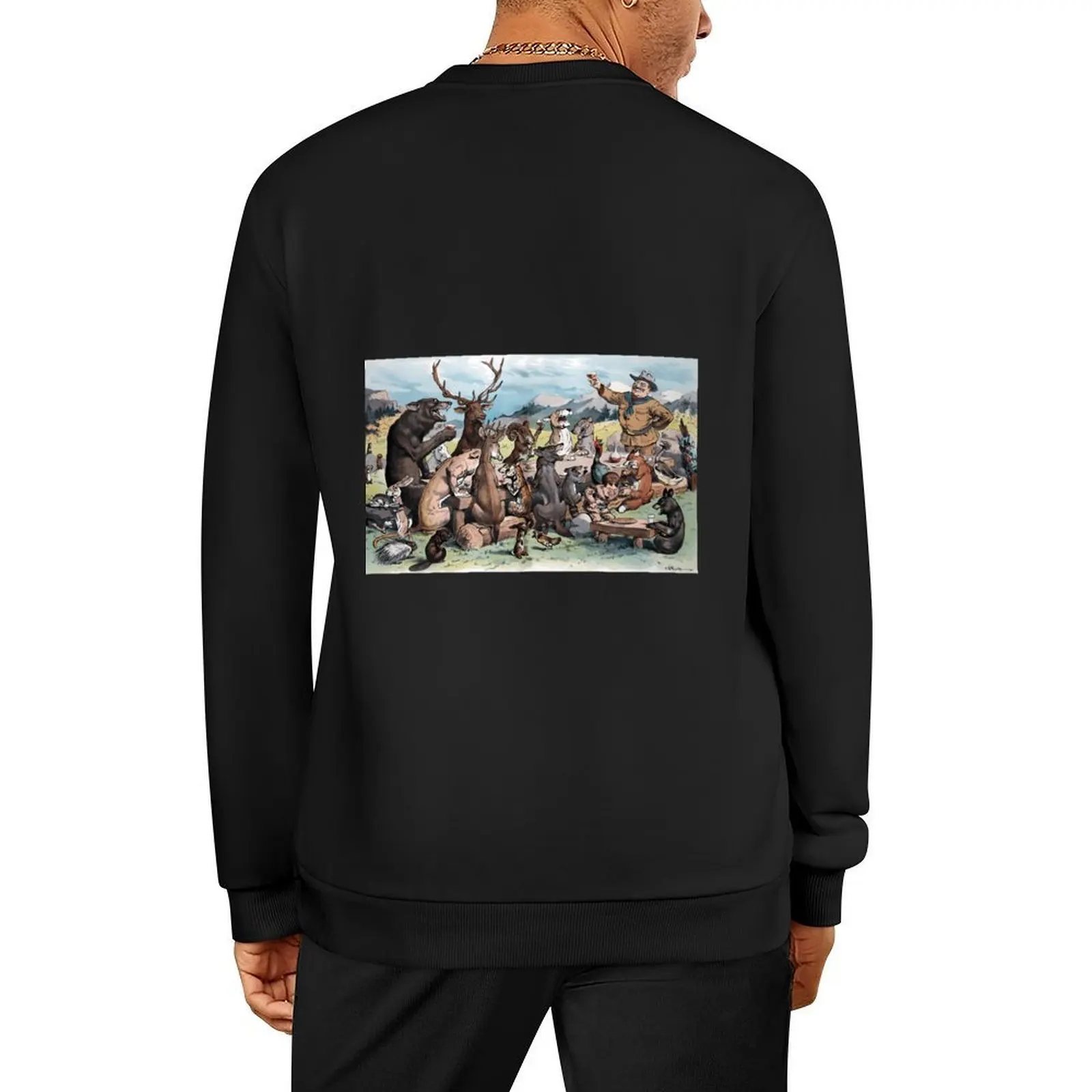 

J. S. Pughe - Teddy Roosevelt at Thanksgiving Feast Art Print Pullover men's clothes sweatshirt