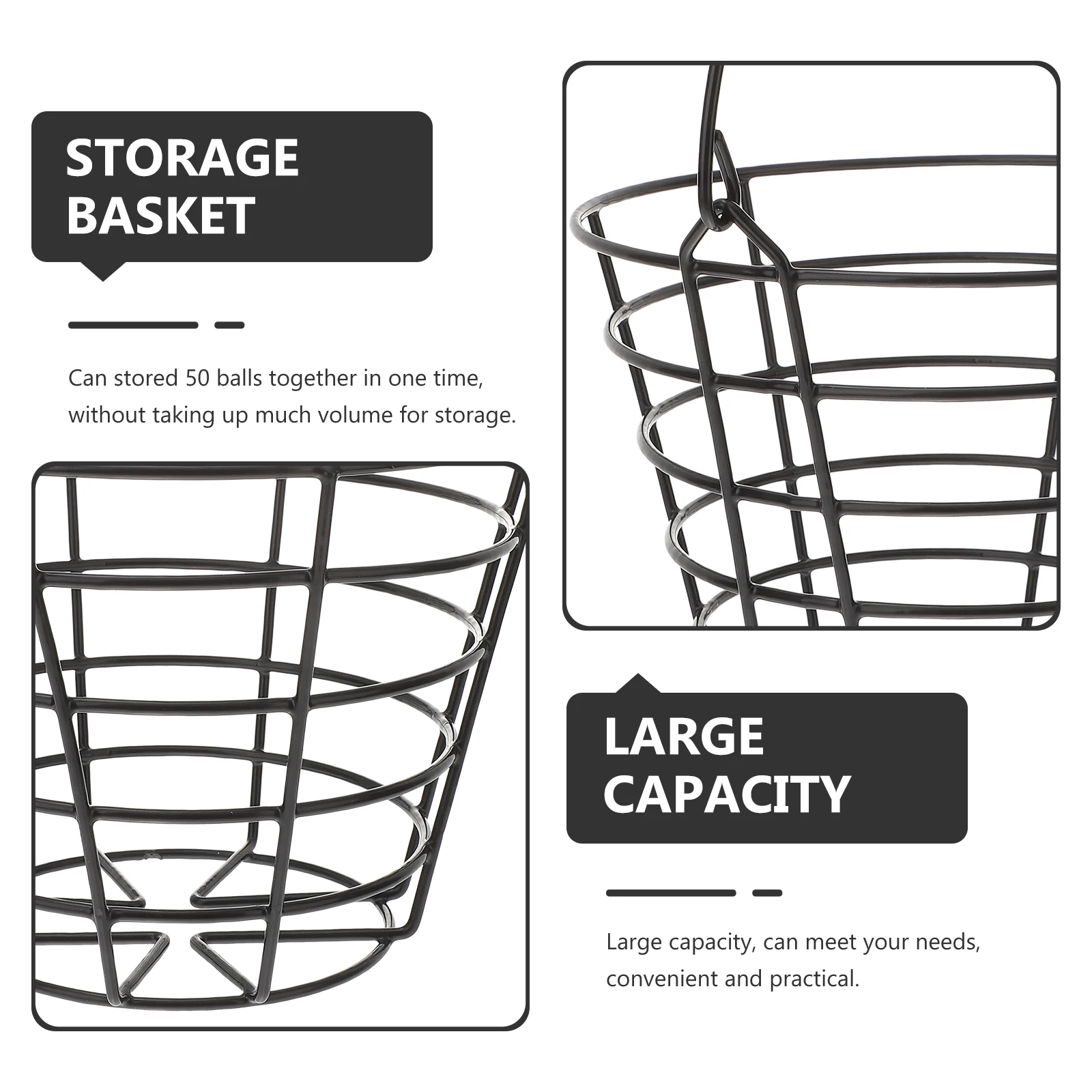

Golf Basket Wrought Iron Large Capacity Storage Basket Outdoor Metal Ball Holder Durable Golfing Ball Organizer Heavy Duty Balls