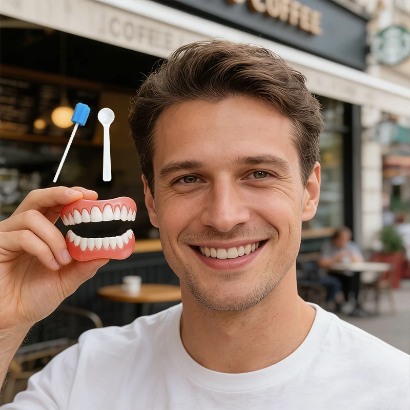 

fresh4pcs Comfortable Soft Denture Silicone Kit, Upper Lower Teeth Liners Practical Dental Care Supplies CK848