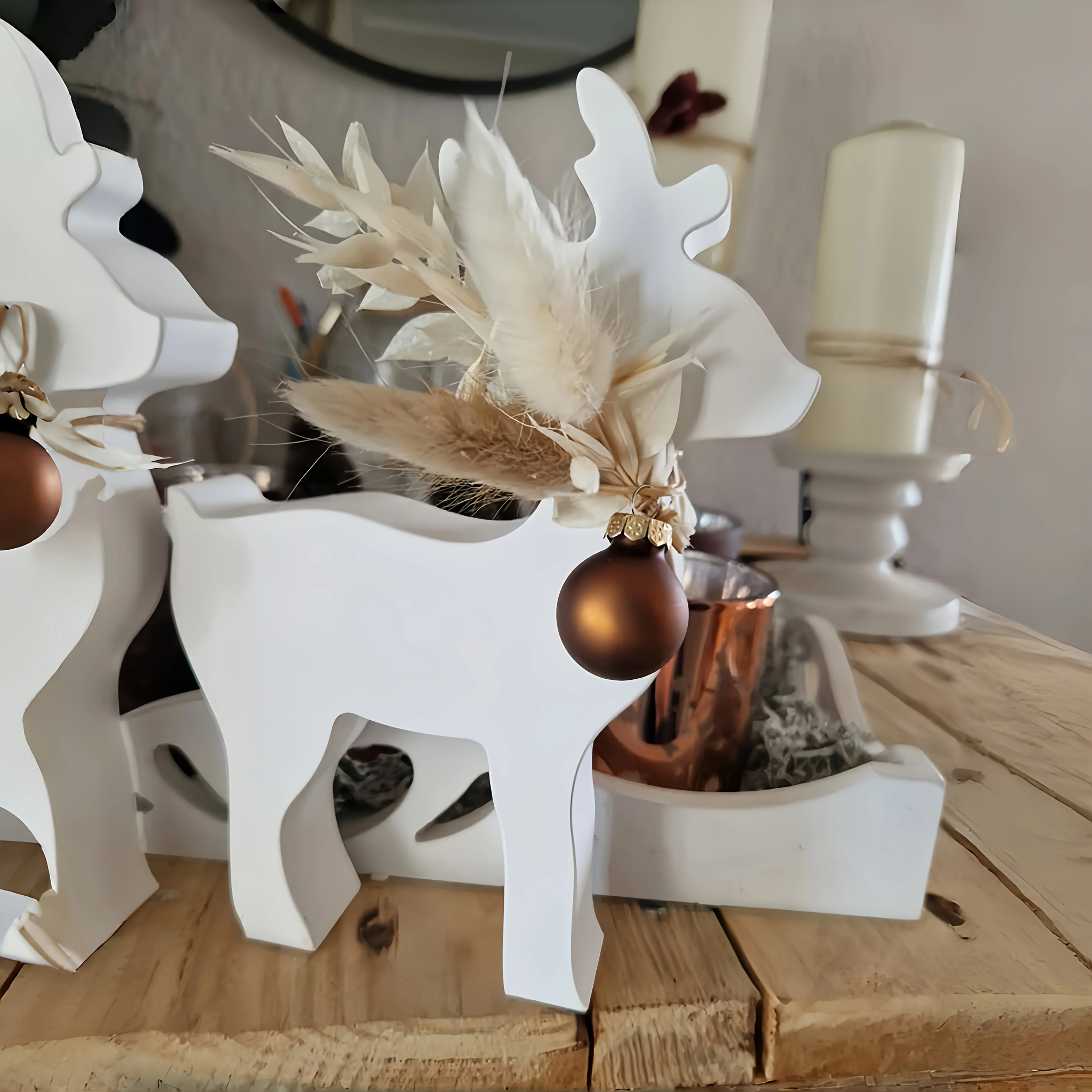 قوالب سيليكون لزينة عيد الميلاد قطعتان - زخرفة الرنة للحرف اليدوية الراتنج والأسمنتية #3