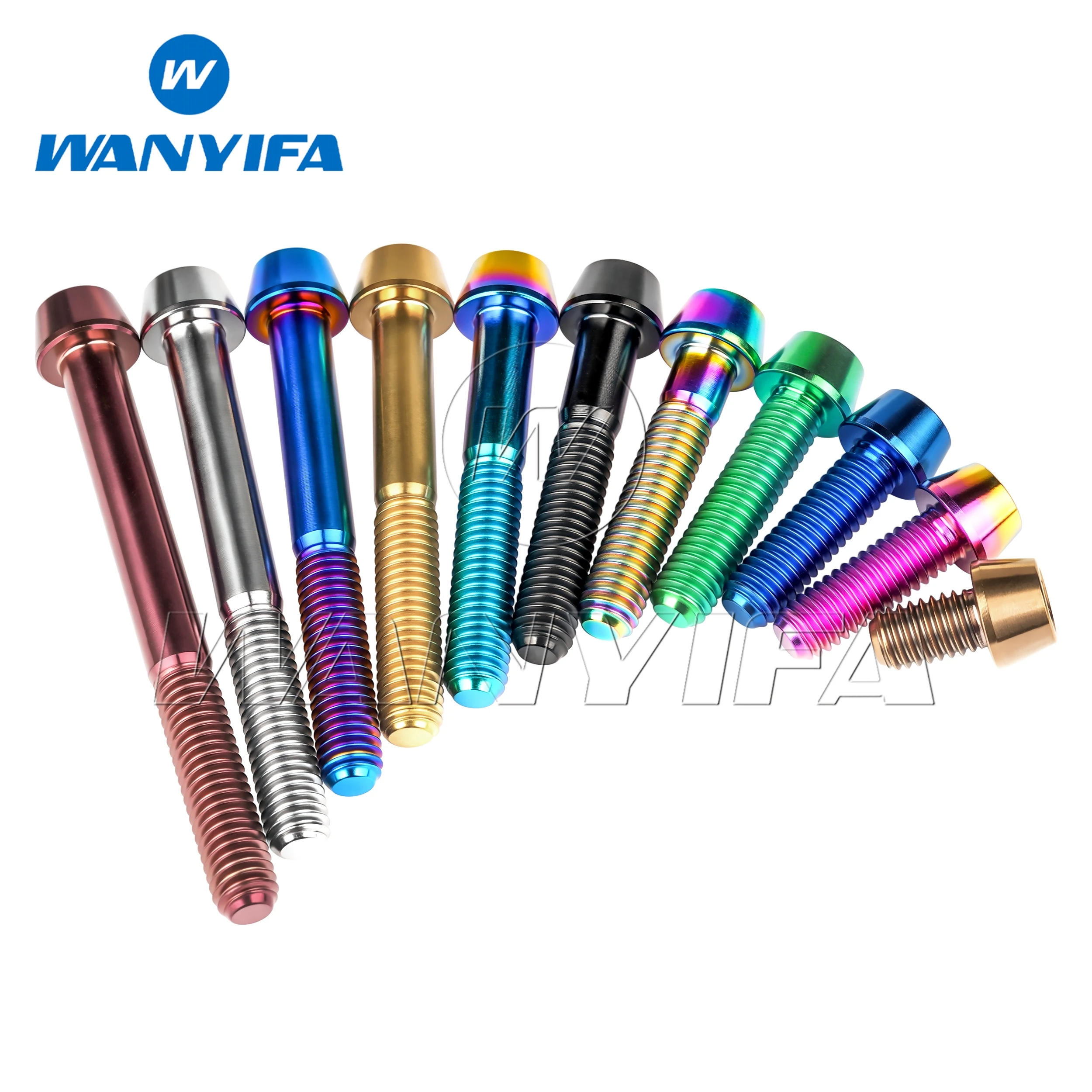 Wanyifa Titanium Bolt M6x 10 15 16 18 20 25 30 35 40 45 50 55 60 65mm Taper Head Allen Key Screw for Bicycle Headset Brake Bolt