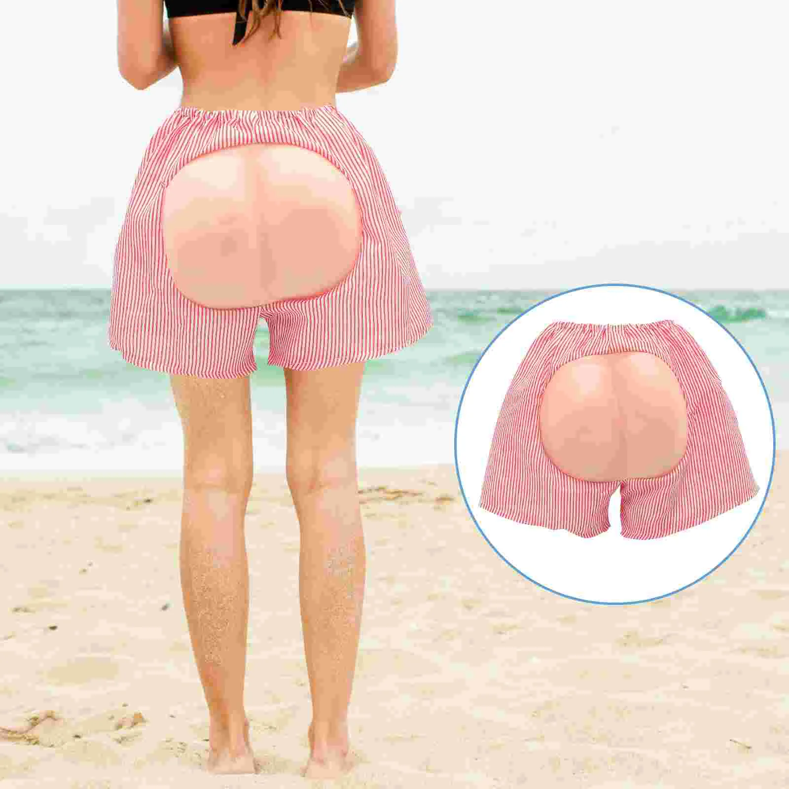 

Hilarious Mooning Shorts Pants Print Pattern EVA Butt Costume Bottoms for Costume Party (Red White Strip)