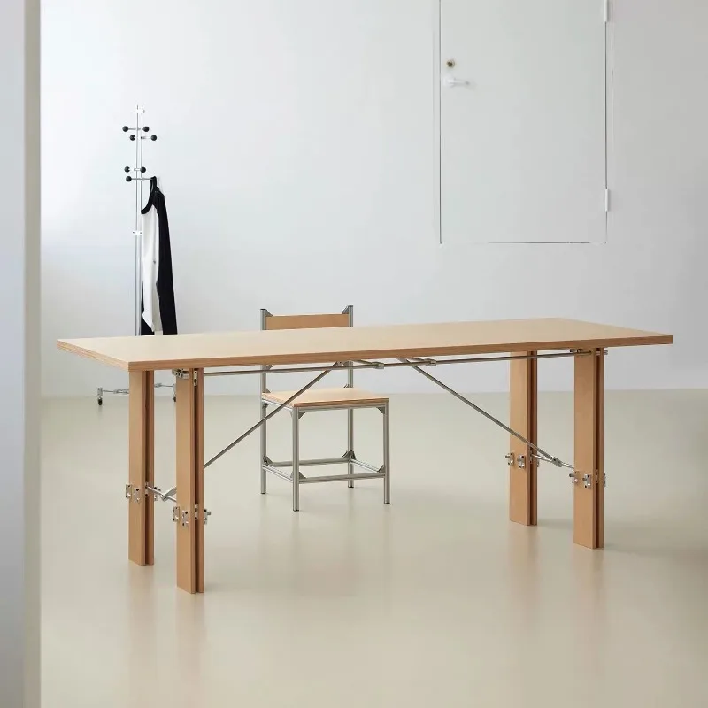 Stainless steel ocean plate office computer desk household dining table simple light luxury