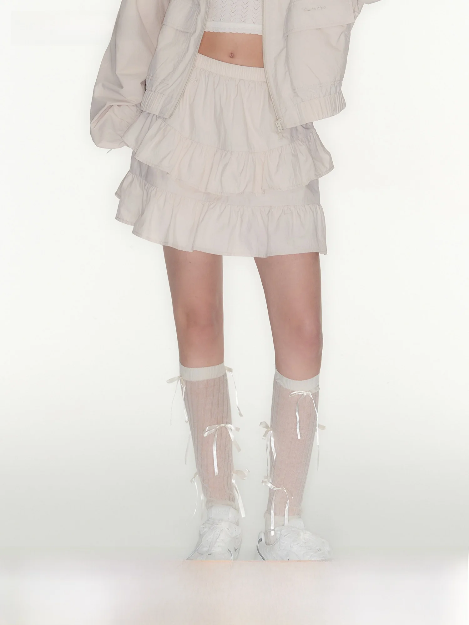 Guukahero Ballet Style Half-length Skirt with Lace Trim Elastic Waist Princess Sweet Style Urban Commute Casual Short Skirt