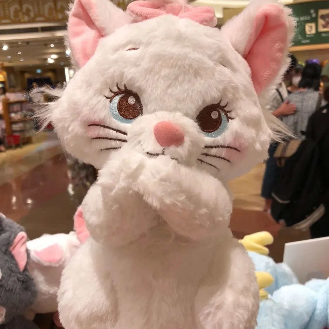 Marie Cat Plush hand pillow The Aristocats Cartoon Sleepy Face Marie Bow Plushies Doll Soft Stuffed Marie Cat Animal Kids Gifts