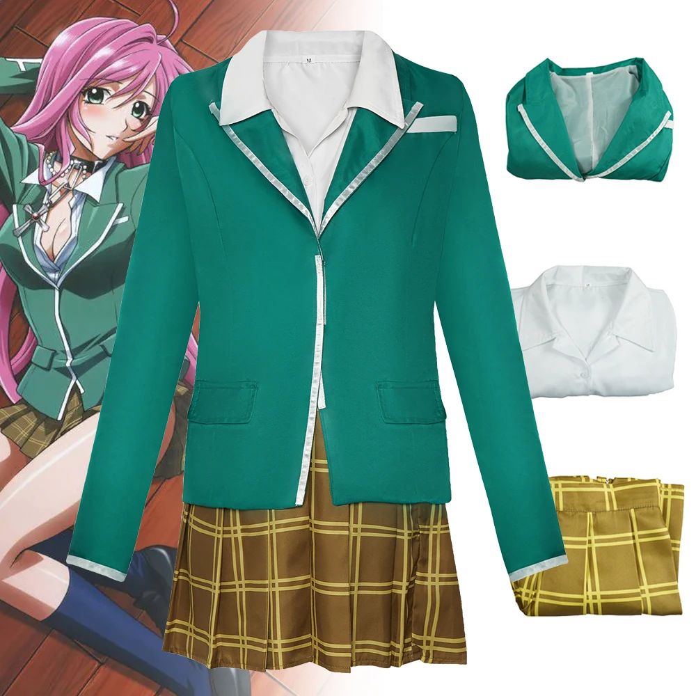 

Anime Rosario to Vampire Akashiya Moka Cosplay Costume Women JK Uniform Shirt Skirt Coat Set Halloween Clothes