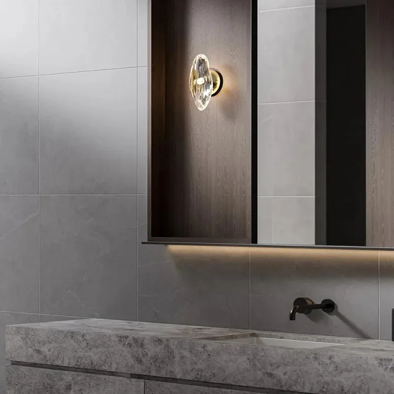for Indoor Modern Warm White Brass Handmade LED Irregular Glass Art Small Wall Lamp Suitable for Home Office