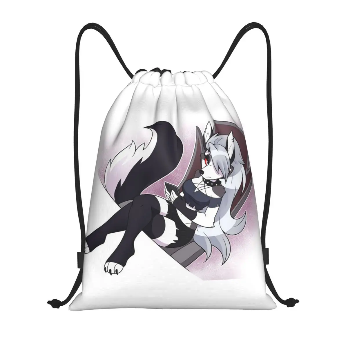 Helluva Boss Anime Drawstring Backpack Sports Gym Sackpack Water Resistant Sexy Loona String Bags for Yoga