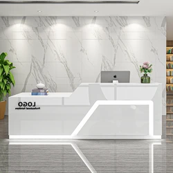 Modern White Reception Desks Office Checkout Counter Bar Counter Cabinet Woman Mostrador Negocio Customized Size