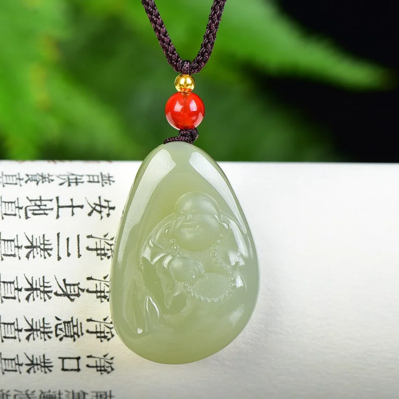 

High-quality Hotan jade Qinghai material Buddha pendant jewelry, ethnic style, fashionable and versatile