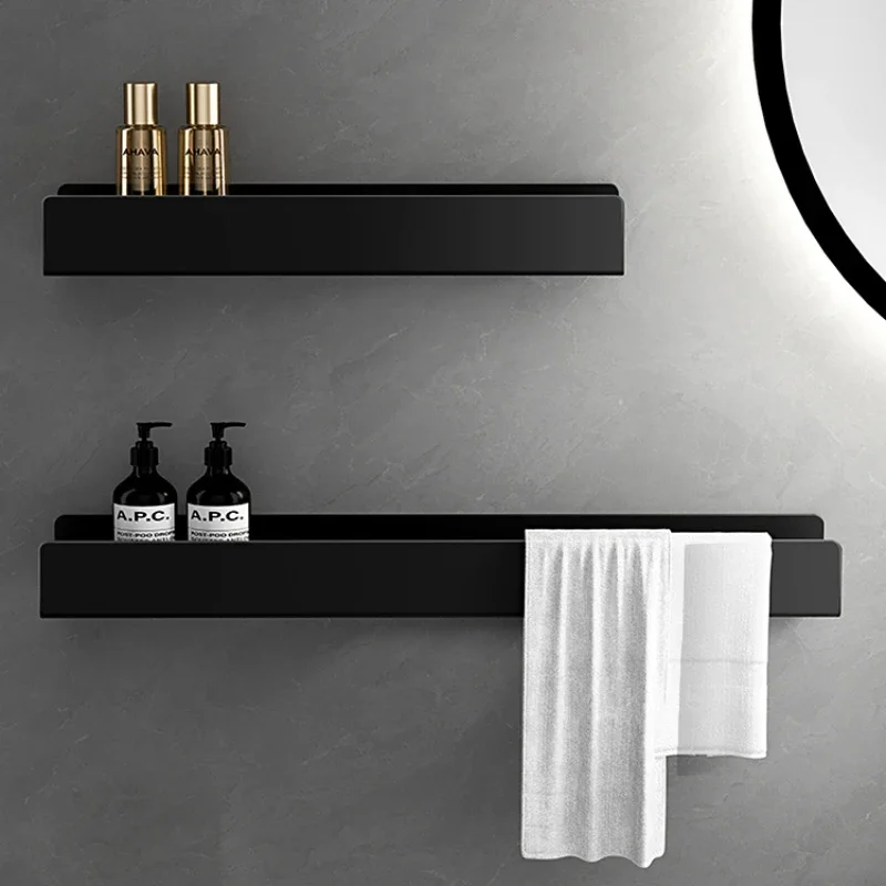 Light Luxury Shelves Household Items Wall-mounted Storage Shelves Bathroom Organizer Modern Minimalist Towel Shelf Organizer