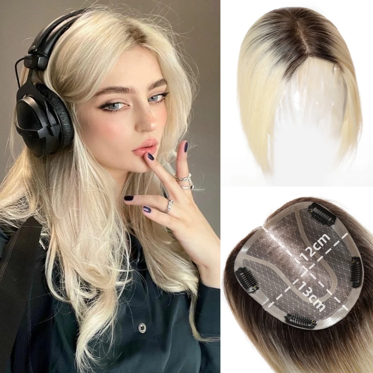 14 Inch Bruin Menselijk Haar Toppers Mono Lace Base Clip In Haarstukken Zijde Steil Natuurlijk Menselijk Haar Toppers Voor Vrouwen Dagelijks Gebruik