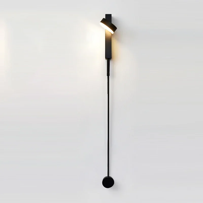 スイッチ付きのモダンなledウォールランプ黒い回転寝室階段私道室内照明装飾的な備品用