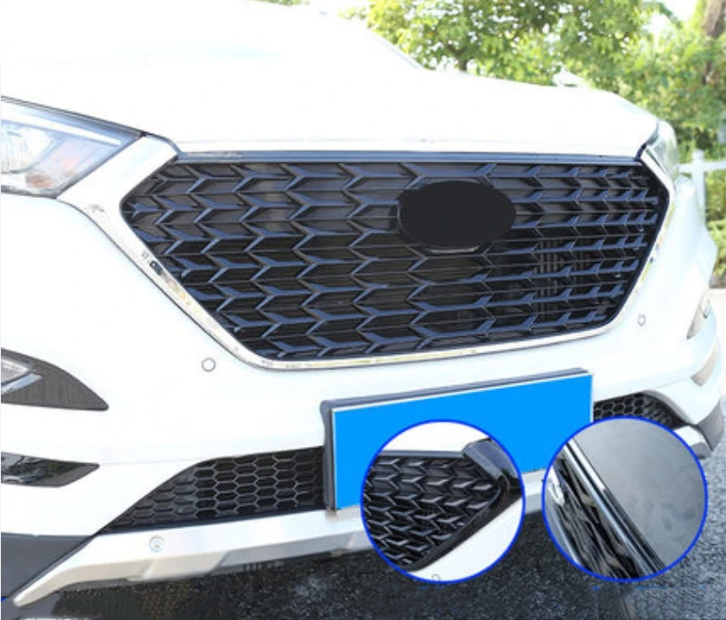 For Hyundai Tucson 2015-2018 racing grille grill front mask covered grill black silver car styling