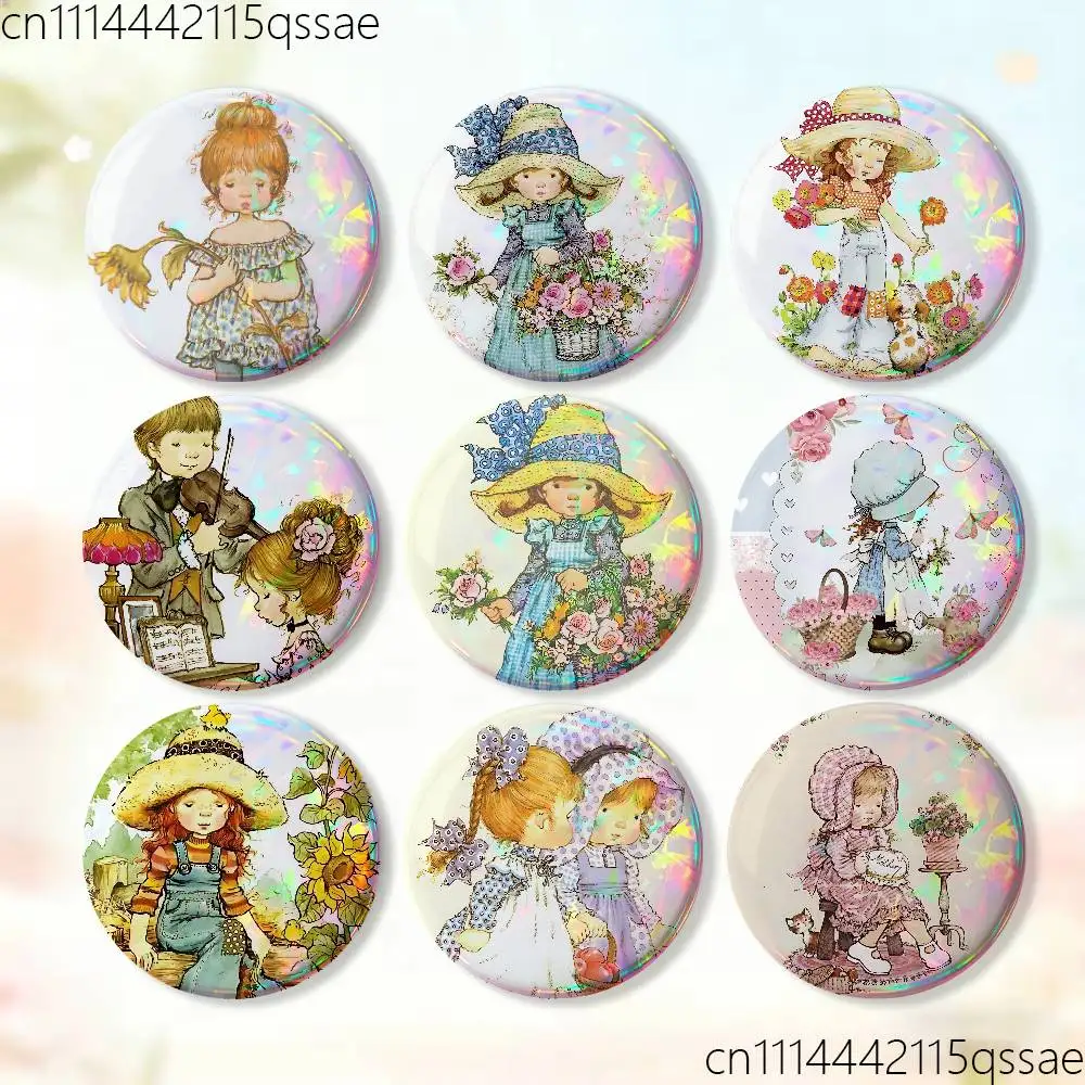 S-Sarah Kay Cute Badges Button Round Creative Pin Brooch Badge Bag Decor Accessories Fans Collect Friends Gifts
