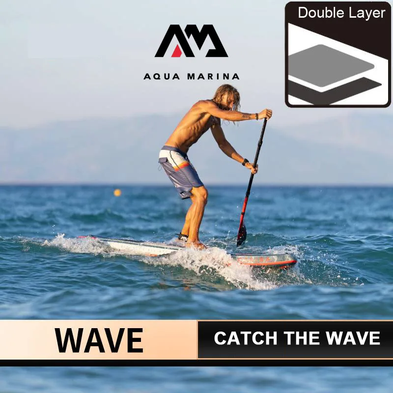 2022 new pattern double layer AQUA MARINA WAVE inflatable sup board stand up paddle board surf surfboard 3 fin system