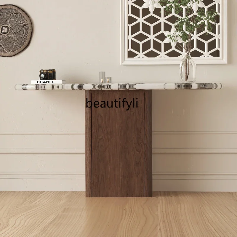 

Asmt56French retro entrance cabinet Modern simple marble dining side cabinet Living room partition decorative Home shoe cabinet