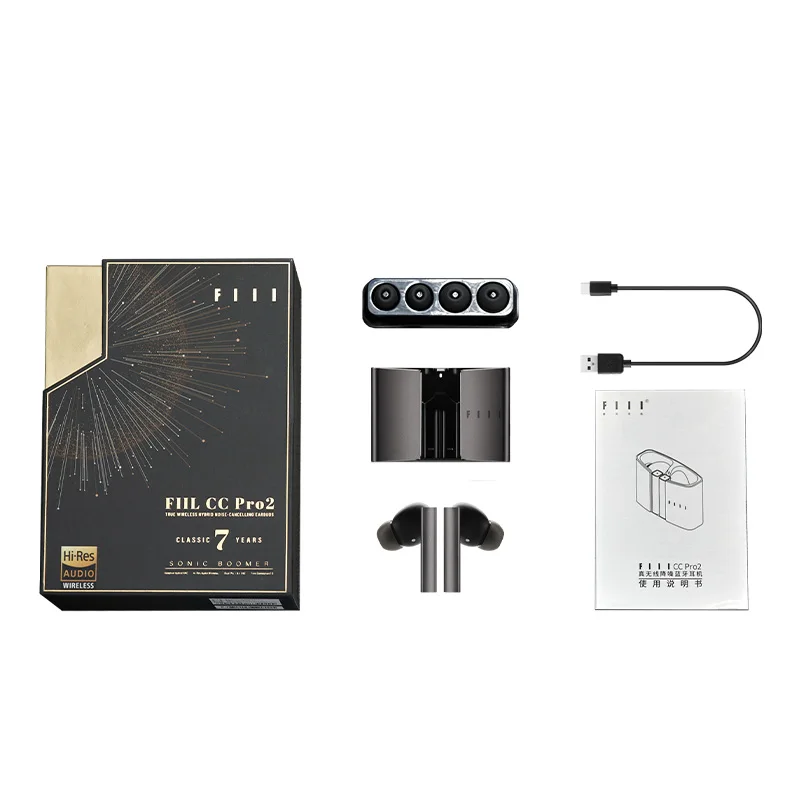 

Global Version FIIL CC Pro2 Hi-Res LDAC Wireless Earbuds 42dB Hybrid ANC TWS Bluetooth 5.3 Headphones Connection 2 Device