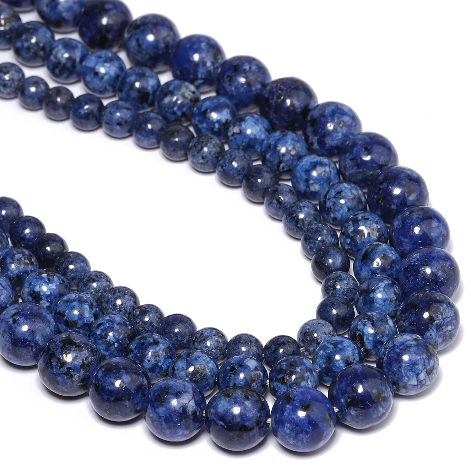 6/8/10mm Blue Black Spot Jasper Beads Natural Stone Round Spacer Beads for Jewelry Making Supplies DIY Bracelet Accessories 15''