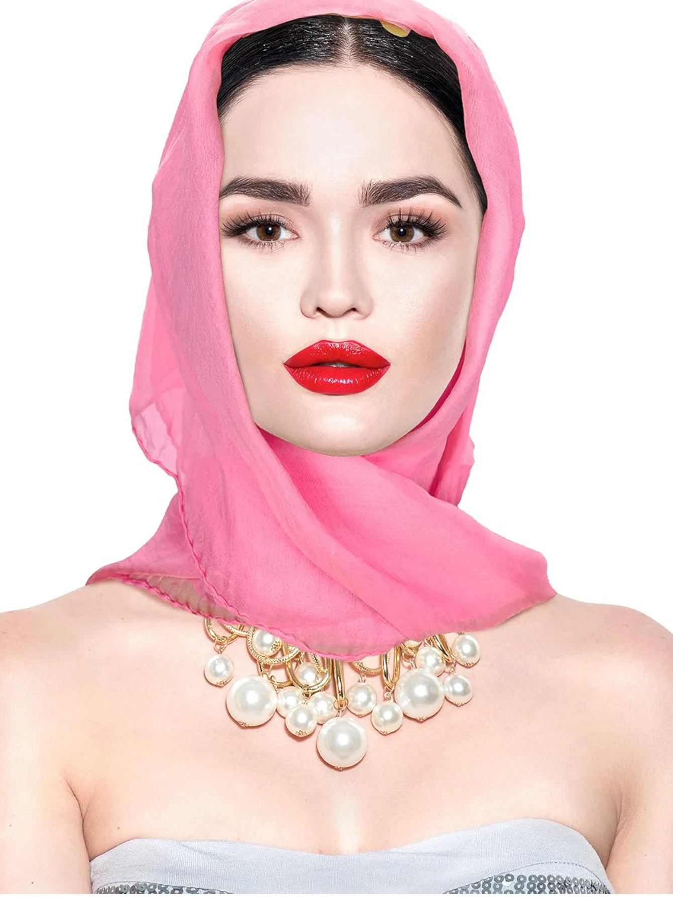 Women imitate Silk Square Scarf Solid Chiffon Neckchief Hijab Hair Headband Bandana Ribbon Children Dance Neck Shalw 70x70cm