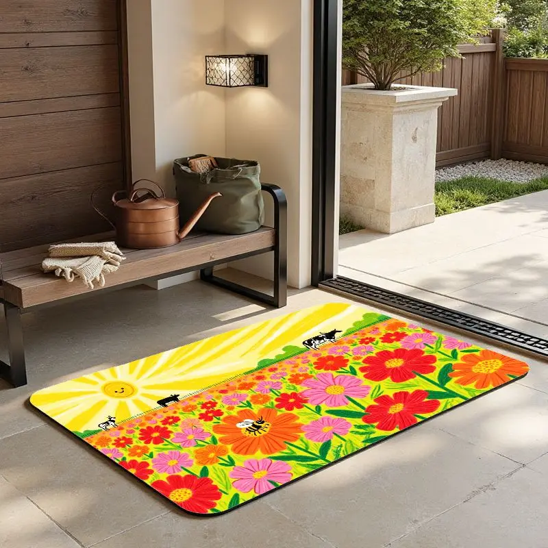 

MatMuse Sunny Meadow Bliss Мягкий коврик с диатомовой землей Коврики для пола Нескользящие быстросохнущие коврики для прихожей, входа, балкона, модный коврик