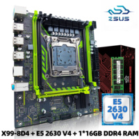 X99-8D4 ZSUS Motherboard Set Kit With LGA2011-3 Xeon E5 2630 V4 CPU DDR4 16GB (1*16GB) 2133MHZ RAM Memory NVME M.2 SATA