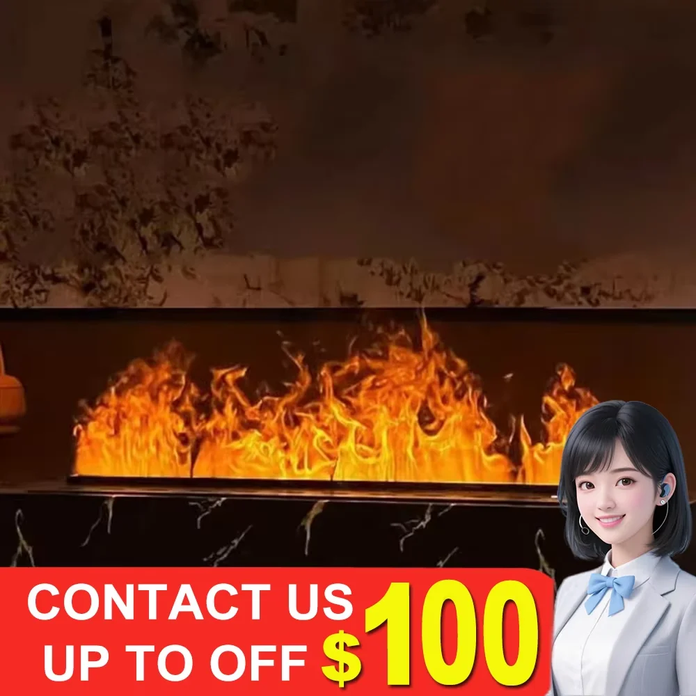 

Indoor Fireplace 3 Sides Intelligent Water Steam Fireplace with Modern TV Stand Led Electric Fireplace Wall Smart Home Decor