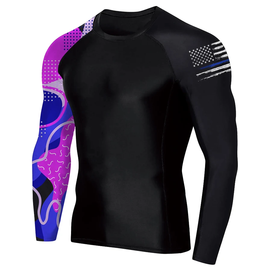 

Мужские фиолетовые камуфляжные рашгарды с флагом США MMA BJJ, спортивные штаны для тренировок в тренажерном зале, шорты MMA BJJ